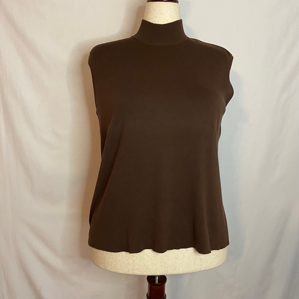 Coldwater Creek Brown Sleeveless Mockneck Sweater Plus Size 1X